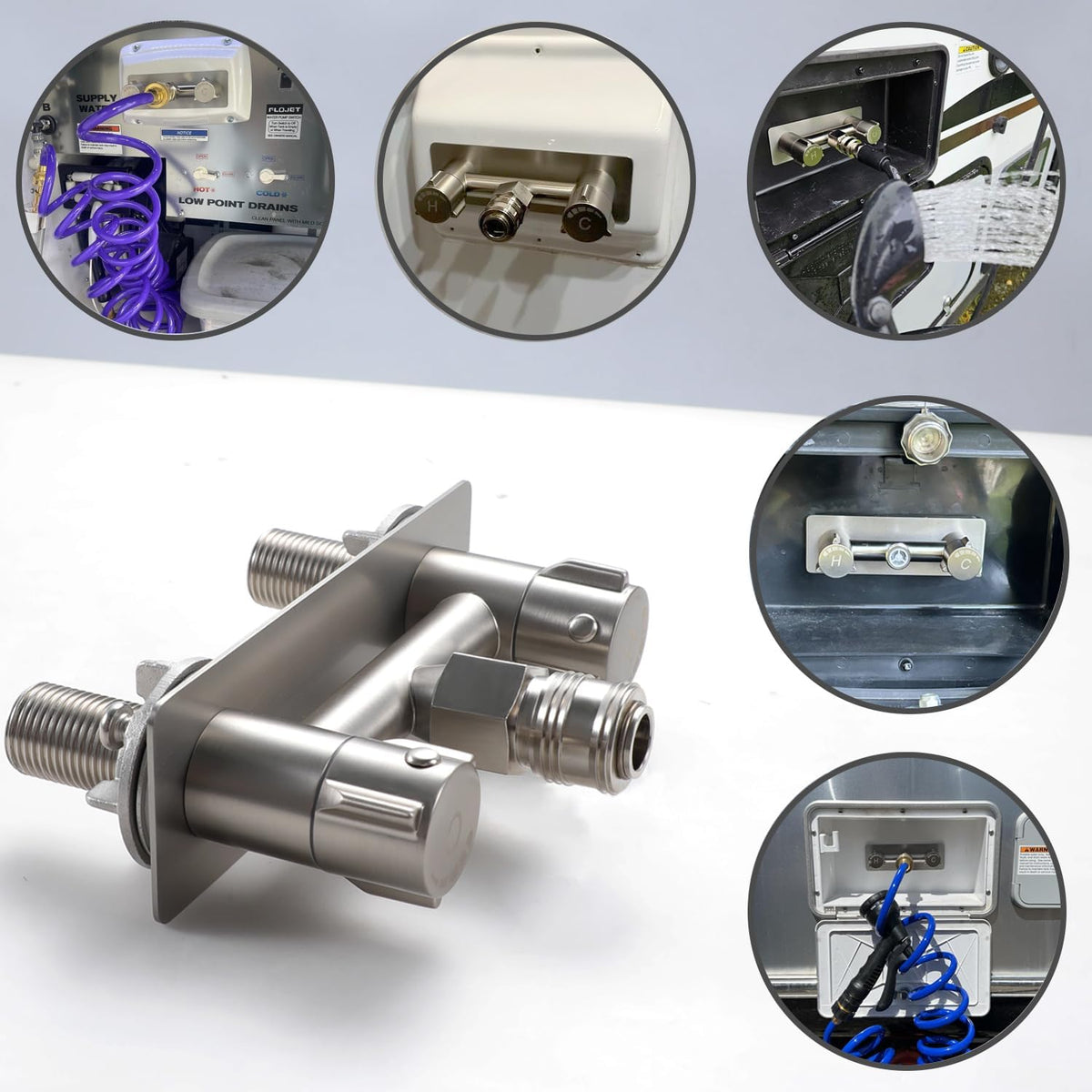 All Metal RV Exterior Quick Connect Faucet,4"RV Shower Faucet Replacement,RV Outside Shower Valve Kit,Camper Shower Faucet Valve with Quick Connect(Brushed Nickel)