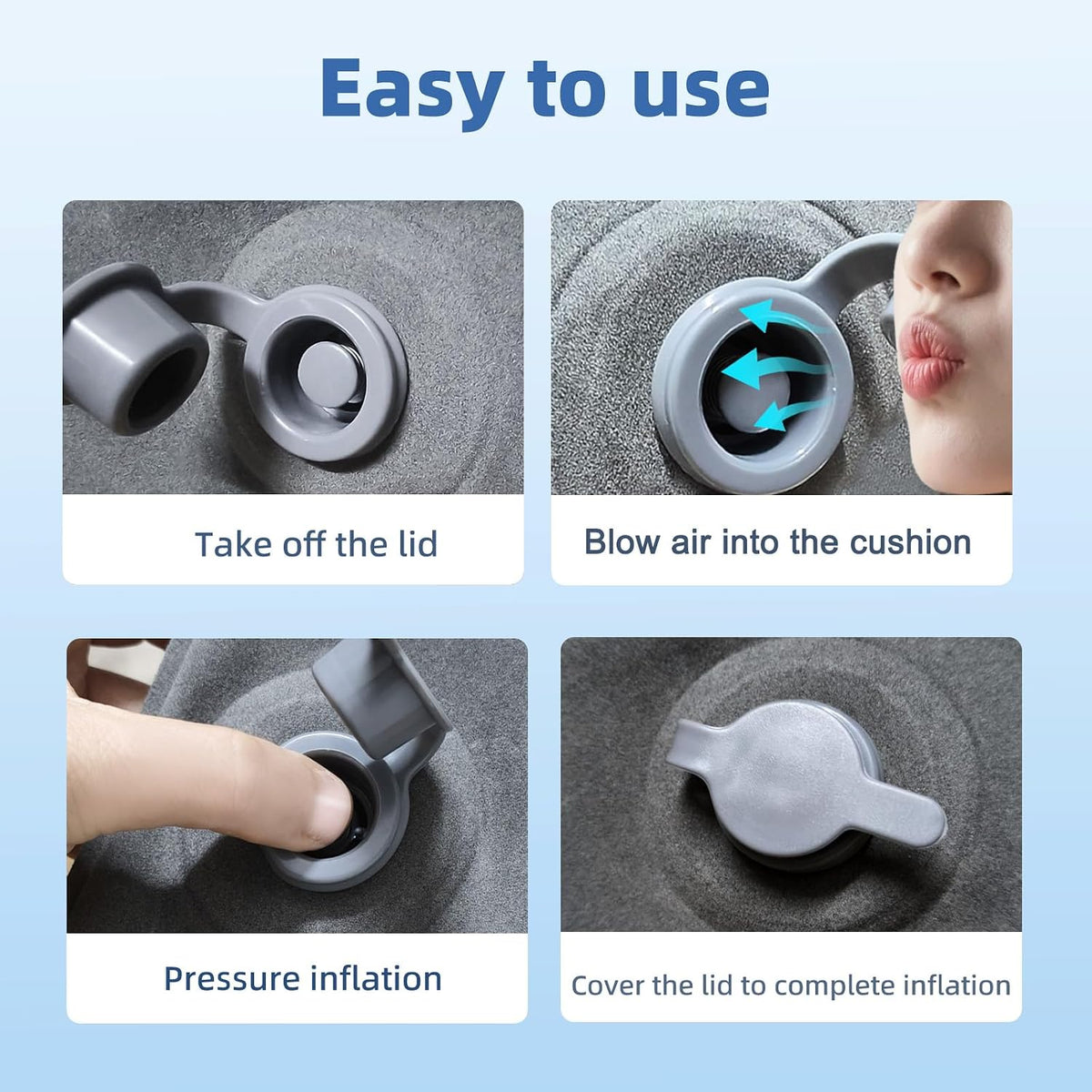 Sondor Travel Cushion,Air Seat Cushion,Evolution Cushion Portable & Lightweight Inflatable Seat Cushion - Ideal for Airplane Chairs, School Bleachers, Stadium Seats, and Wheelchairs (Gray)