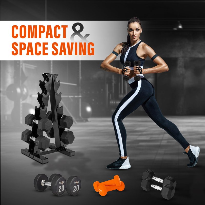 YES4ALL Dumbbell Rack Stand Only, 5 Tier A Frame Weight Rack for 5-25 LB Dumbbells