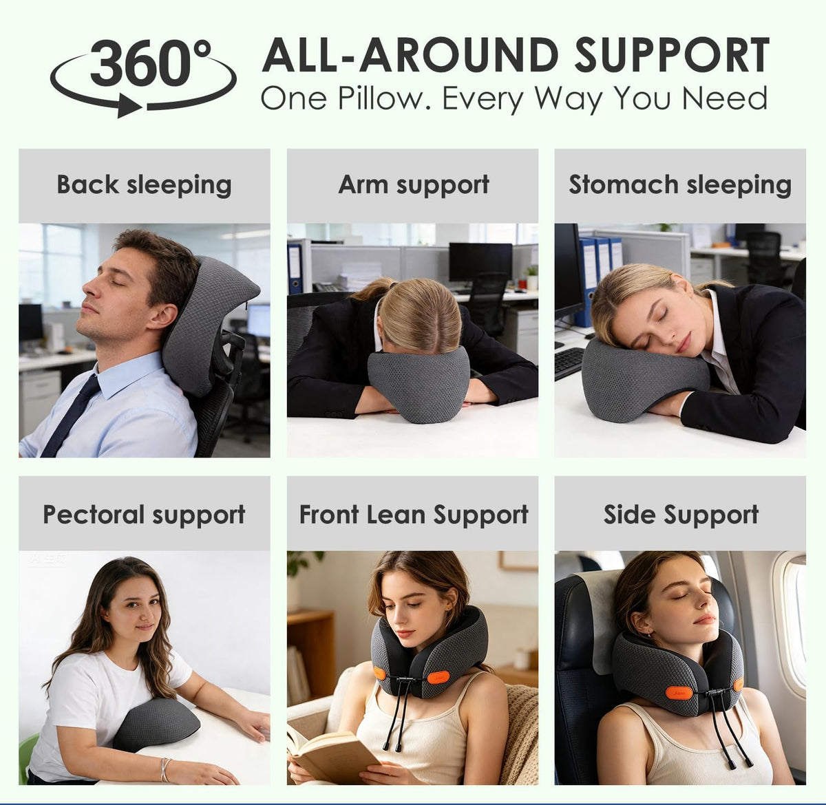 Ergonomic Travel Pillow,100% Memory Foam Travel Neck Pillow For Airplanes | 360 Neck & Chin Support Airplane Pillow For Long Flights,Airplane Travel Essentials With 3d Eye Mask, Earplugs,Carry Case
