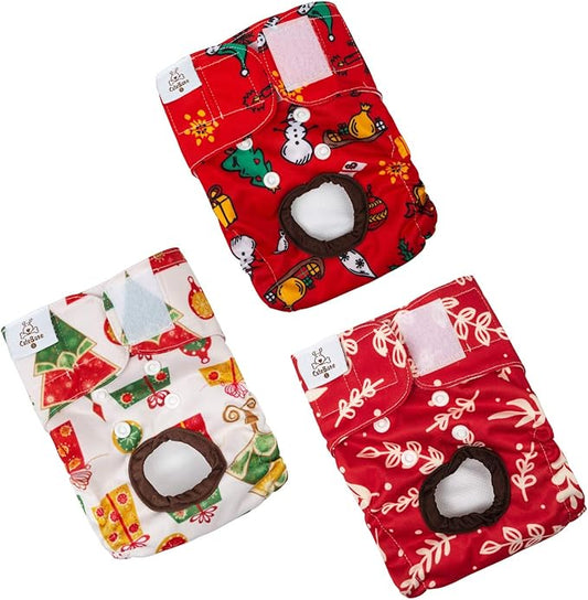 CuteBone Dog Diapers Female Washable Small Medium Large 3 Pack Reusable Doggie Diapers Puppy Period Pants for Doggy Heat Cycle Peeing