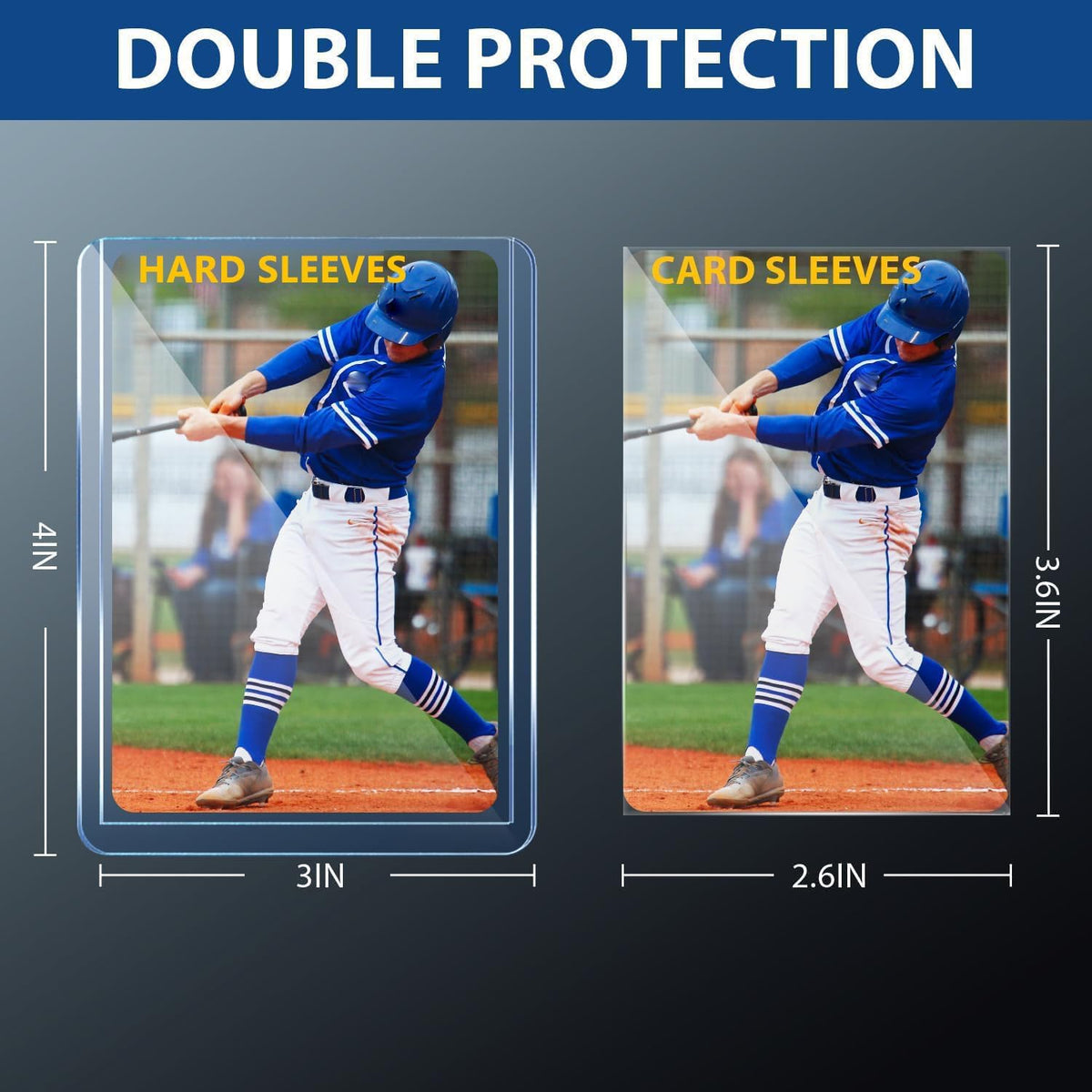 Skiennix Premium Baseball Card Sleeves - 200 Hard Plastic Protectors for Trading Cards | 3"x 4" Size