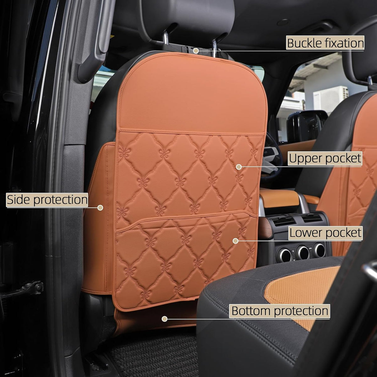 TAIKOO Seat Back Protector w/Dual Pockets,Guards Seats from Kicks & Scuffs