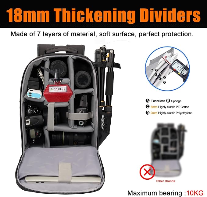 CADeN Camera Backpack Bag with Laptop Compartment 15.6"