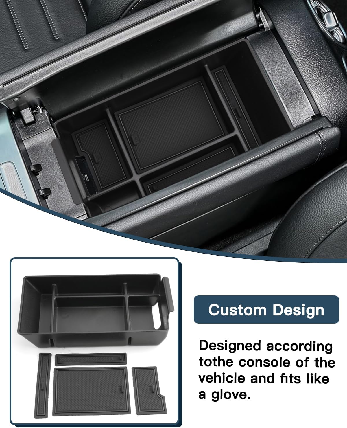 C300/C300 4MATIC/C300e/AMG C43 Center Console Organizer for C300 Mercedes Benz Accessories Armrest Console Tray Compatible with 2022 2023 2024 2025 2026 Mercedes C Class W206(Only for 2022-2026 C300)