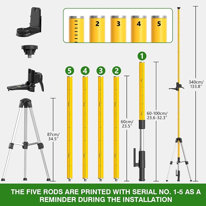 Alloyman 4x360°Self Leveling Laser Level, 12 Ft./3.7M Professional Laser Level