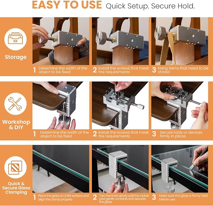 Heavy Duty C Clamp & Desk Clamp, Aluminum Alloy Table Mount
