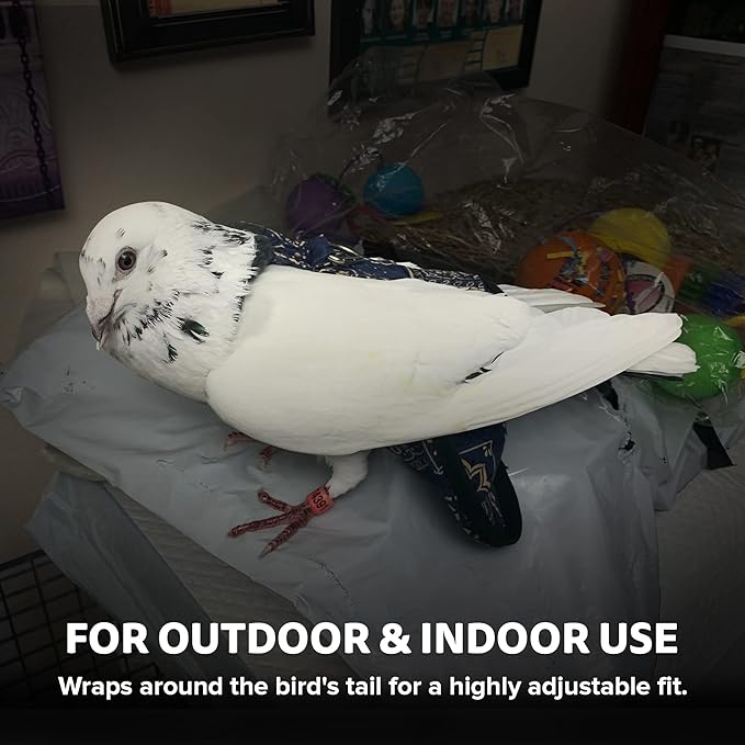 Hen Holster Wrap-Around Bird Diaper & Harness for Larger Pigeons, Small Breed - with Removable Liner, Adjustable Fit for Outdoor Adventures & Indoor Use, Easy to wear - Red Bandana, XS