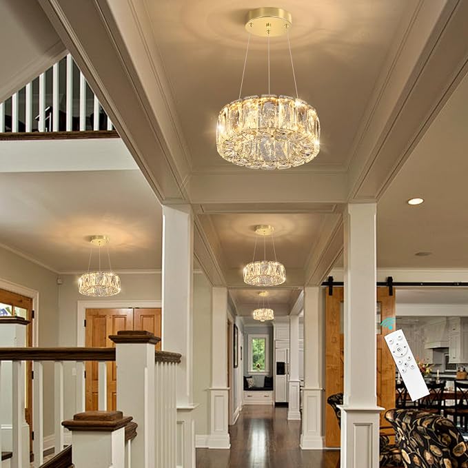 HAIXIANG Modern Crystal Chandelier Dimmable LED 8 Inch Ring Pendant Lights