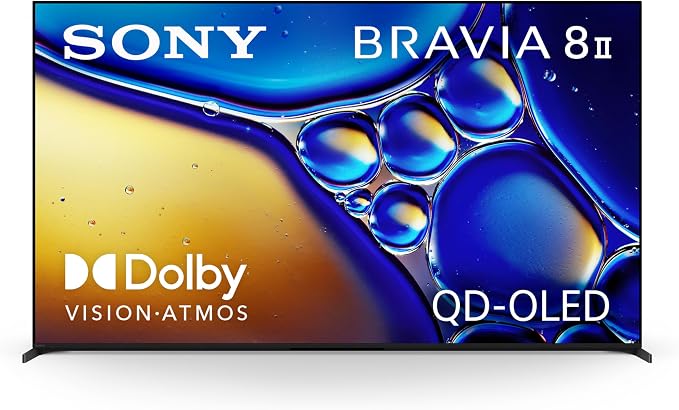 SONY K55XR80M2 55 Inch Bravia 8 QD-OLED 4K HDR Google TV with a Walts FIXED-MOUNT-43-90 TV Mount for 43"-98" TVs and Amber Protection 3-Outlet-Surge Surge Protector (2025)