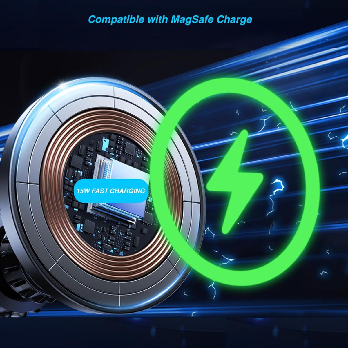 Magnetic Wireless Charging Phone Holder with 1” Ball for MagSafe
