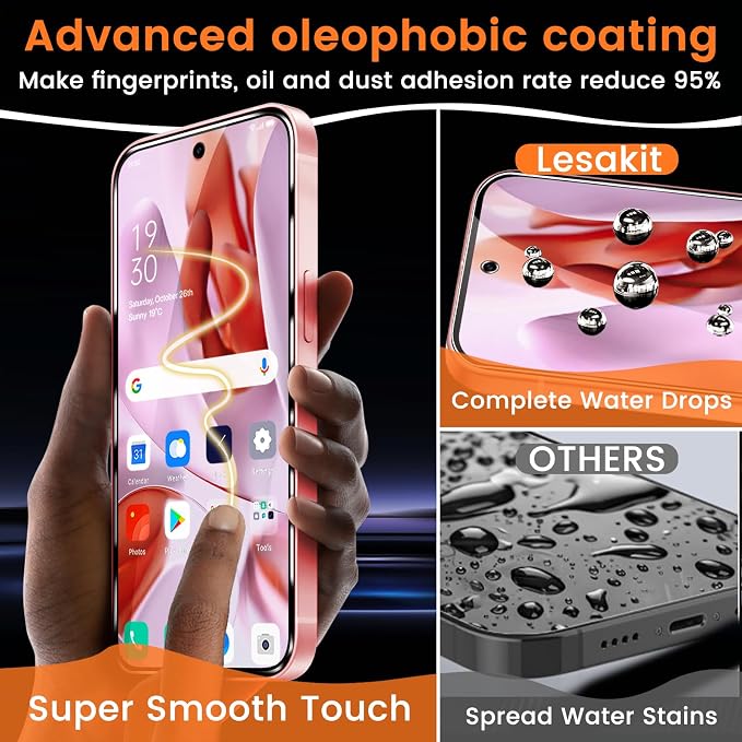 Lesakit 4 Pack for Google Pixel 9 Pro Screen Protector