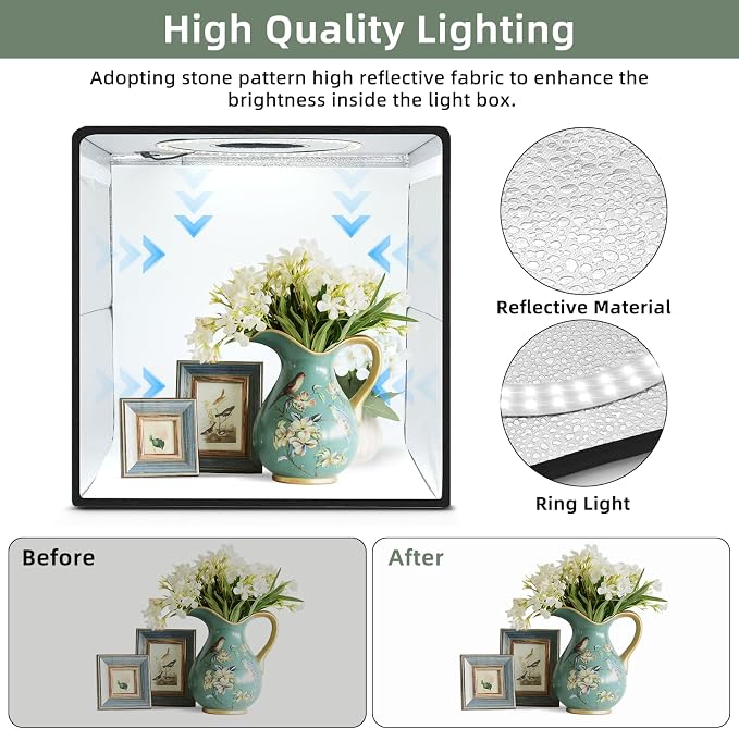 Lightdow 10"x10"x10" Photo Studio Light Box Photography