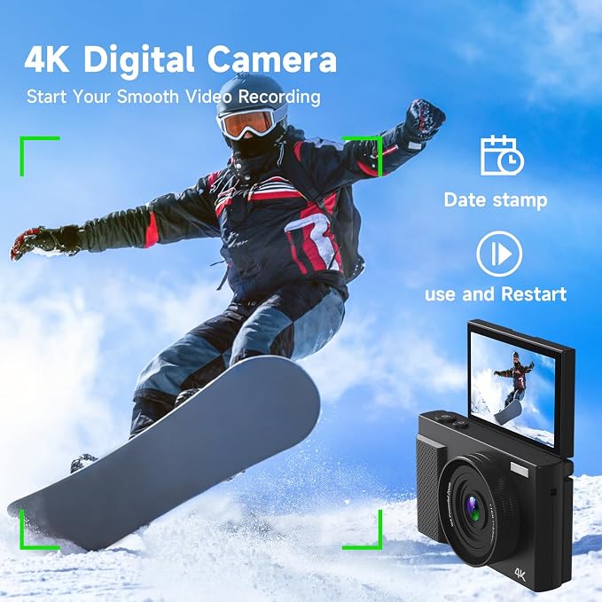 4K Digital Camera for Photography, 64MP Vlogging Video Camera for YouTube