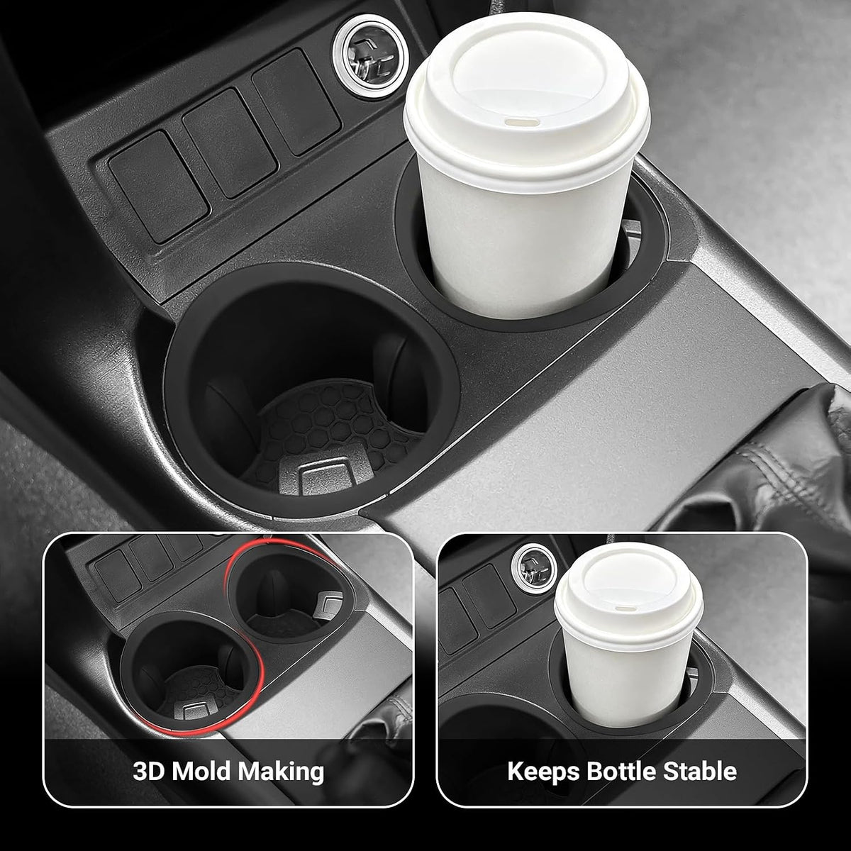 Hellet 2PCS Car Cup Holder Compatible with Toyota 2006-2012 RAV4 Accessories Silicone Material OEM Style Inserts Center Console Organizer