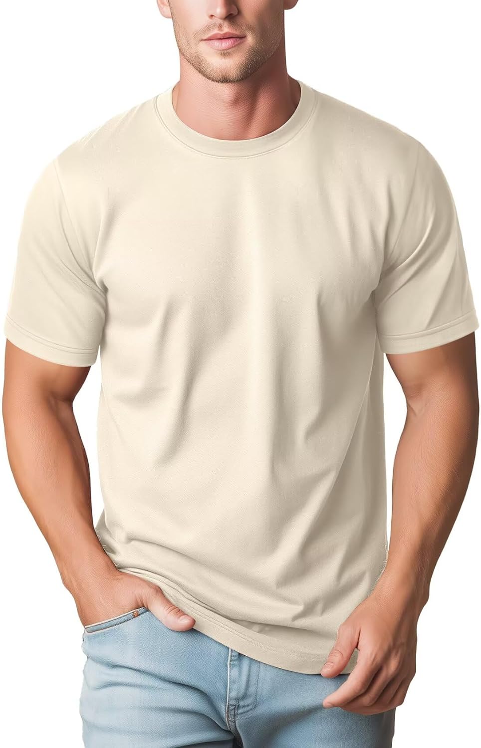 Zengjo Men's Crewneck T-Shirts - Soft, Relaxed Fit Basic Tees in Triblend Fabric