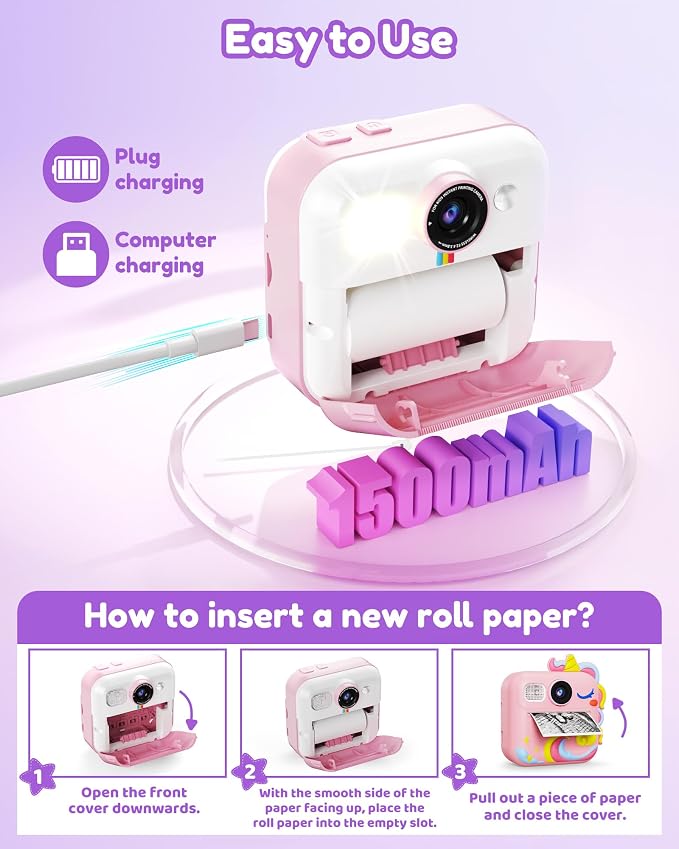 KOKODI Kids Camera Instant Print, Toddler Cameras Christmas Birthday Gifts