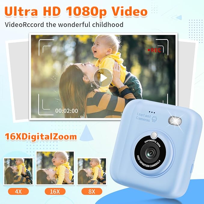 Instant Print Camera for Kids, Christmas Birthday Gifts for Girls Boys