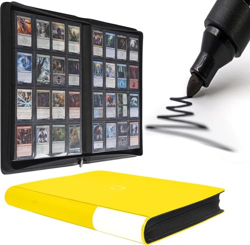 D DACCKIT Card Binder - 16 Pocket Album for 1024 Trading & Sports Cards | Model A in Golden Yellow
