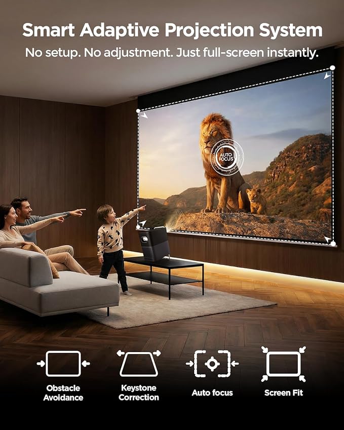TCL A1s Smart Projector 4K Support, Compatible with Google TV & Netflix, WIFI and Bluetooth, Auto Focus Keystone, Native 1080p, 16W Dolby Audio, Movie Projector for Home Theater with Portable Case