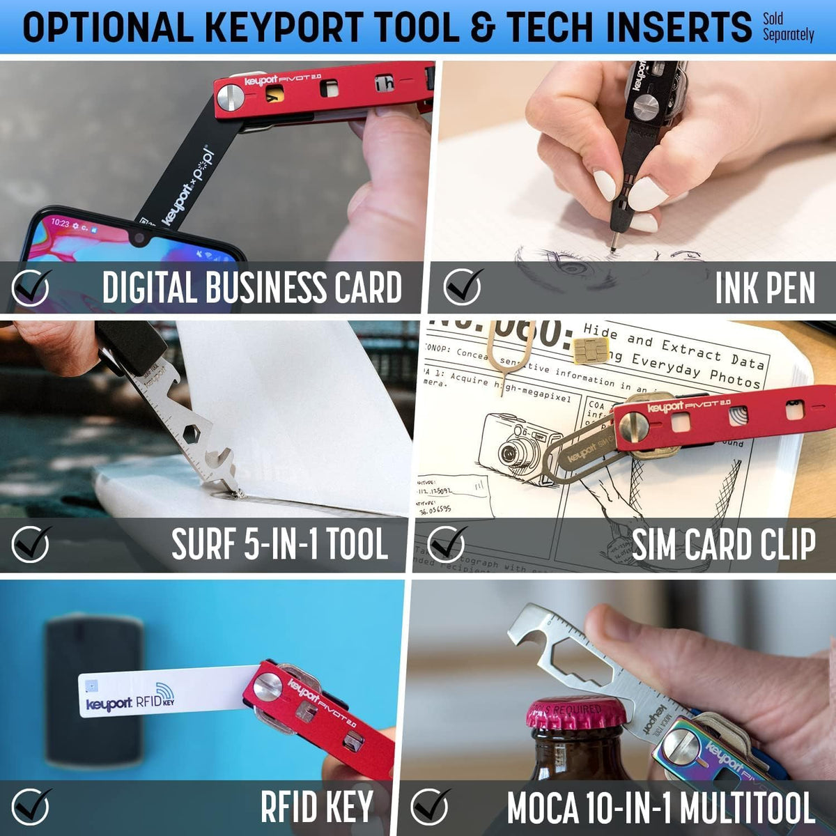 Keyport Pivot 2.0 Key Organizer - EDC Key Holder - Stainless - Iridescent