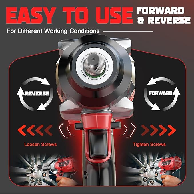 Cordless Impact Wrench 1/2 inch Compatible with Milwaukee 18V Battery, 1000 FT-LBS(1360N.m) Electric Impact Gun, High Torque Power Impact Driver with 6Pcs Sockets & Storage Case (Tool Only)