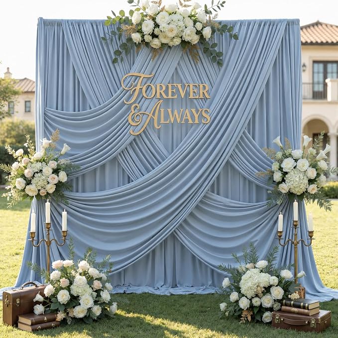 50ft x 12ft Dusty Blue Backdrop Curtains