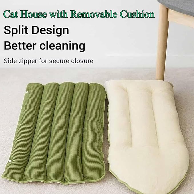 Expectation Cat Bed, Removable and Washable Winter Closed-Off Cat Bed, Soft Fluffy Warm Autumn/Winter Cats House, Washable Non-Slip Pet Sleeping Bag for Indoor Cats Small Dogs (D,Large)