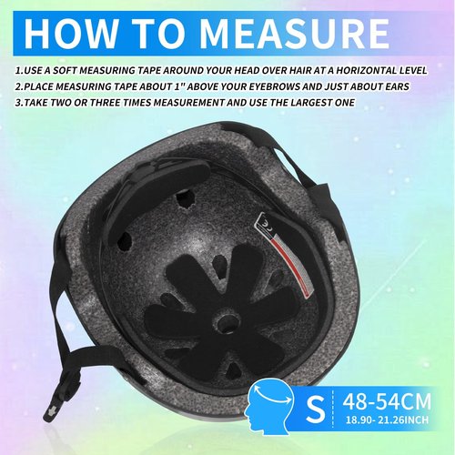 Nattork Kid's Bicycle Helmet for Girls or Boys Adjustable Size Muti-Sports Helmet for Skateboard Roller Skates with Cute Style for Children Black