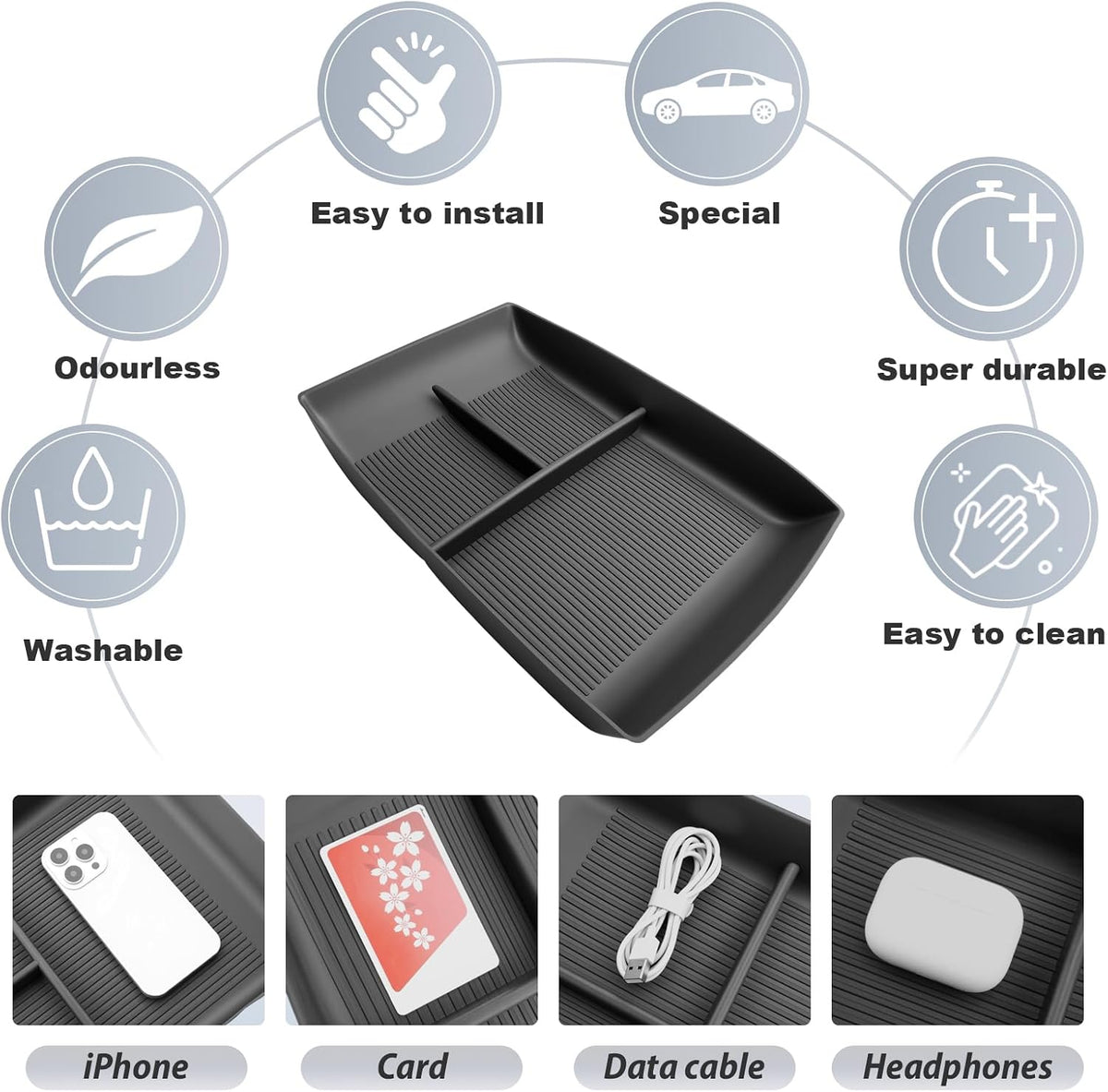 SKTU 2024 2025 2026 2027 Chevy Traverse Center Console Organizer Silicone