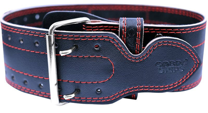 Weight Power Lifting Belt 4” Wide Cobra Grips Premium Genuine Leather Belt for Men & Women Adjustable Weightlifting Back Support (RED, Large 36"-44")