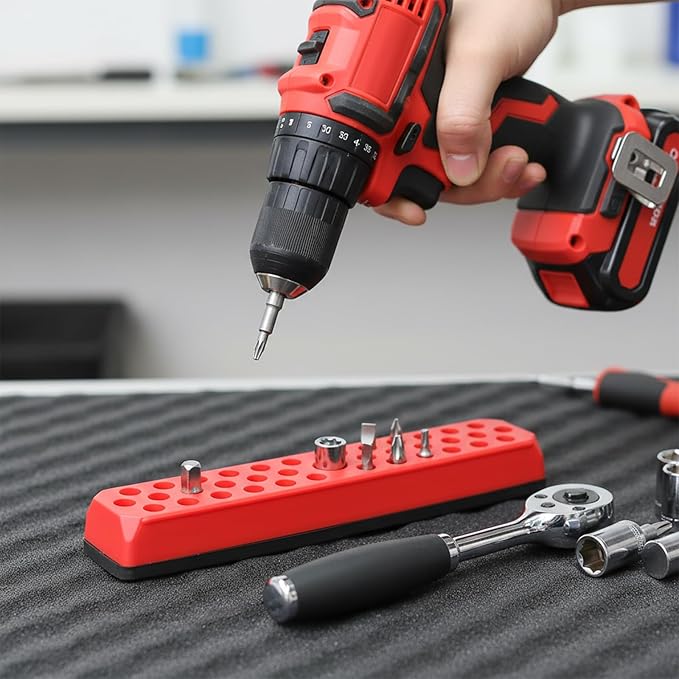 4 Pcs Magnetic Hex Bit Holders 1/4" Drill Bits Holder, 148 Holes Screwdriver Drill Bit Holder Tray with Magnetic Base, Hex Bits Organizer (4 Colors)