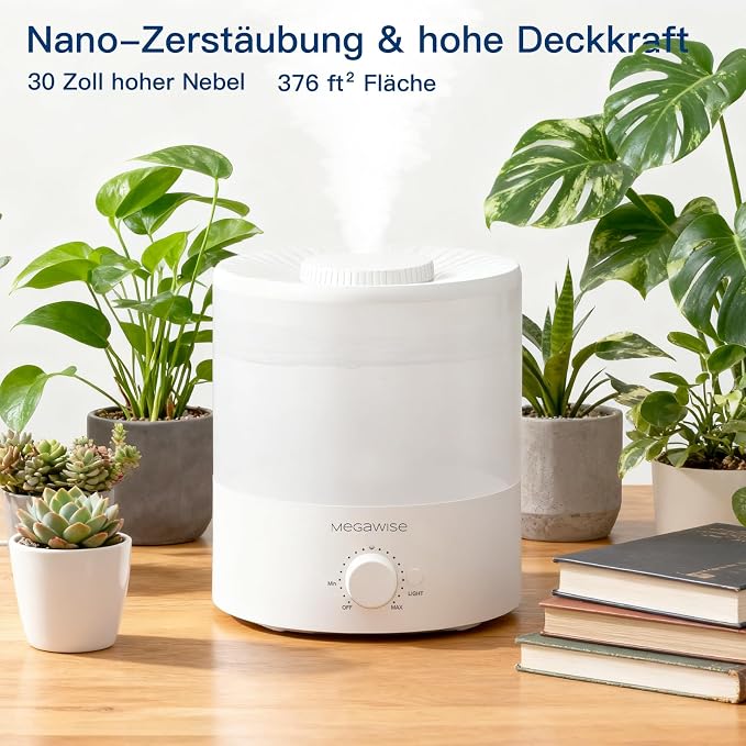 MegaWise Ultrasonic Cool Mist Humidifier SK7620 - 1.5L Capacity, Whisper-Quiet Operation, Adjustable Mist Output, Auto Shut-Off - Ideal for Home, Office, Baby Room, and Bedroom