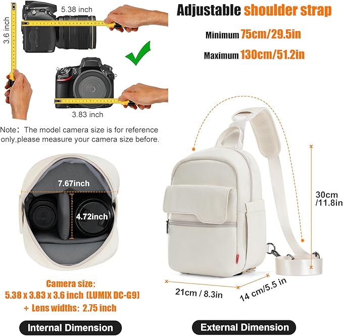 Cwatcun Camera Bag Crossbody Shoulder Messenger Camera Case, Lightweight