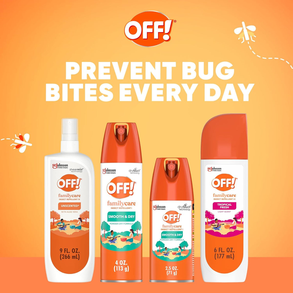 OFF! FamilyCare Insect Repellent Spray - Unscented Formula with Aloe Vera, 7% DEET, 6 oz