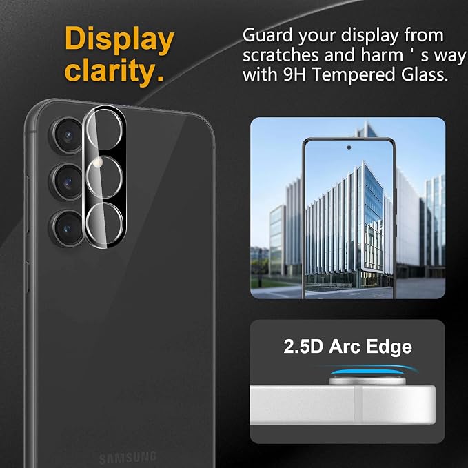 3 Pack Camera Lens Protector for Samsung Galaxy S23 Fe, Tempered Glass