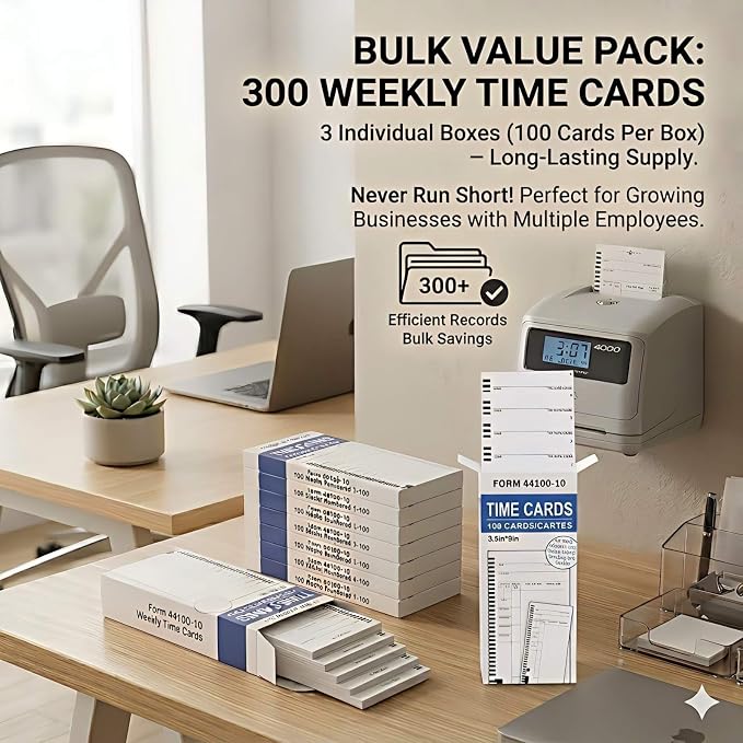44100-10 Employee Time Cards, 2 Boxes of 100