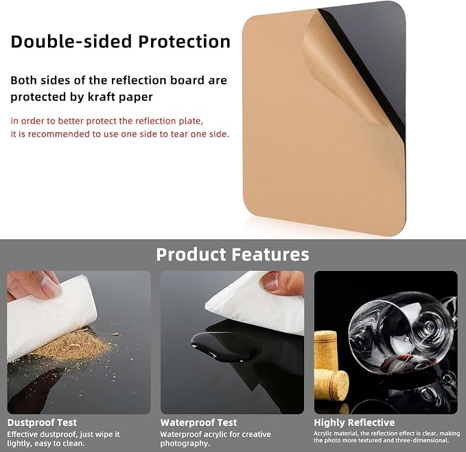 Photography Background Display Board, PULUZ 30cm/12 inch White & Black Acrylic