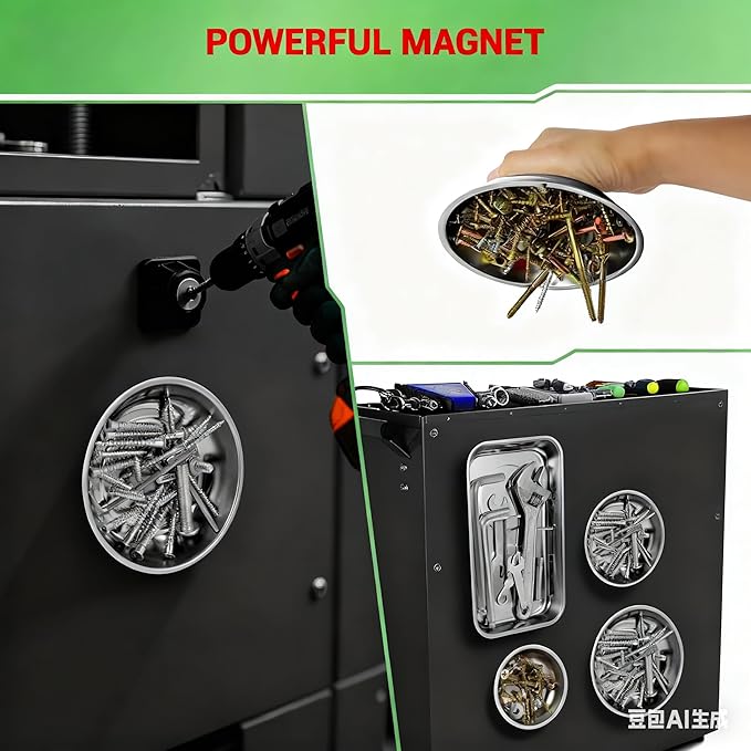 4PC Magnetic Tool Set: Magnetic Bowl + 2 Sizes Magnetic Trays + 25" Telescoping Pickup Tool – Durable Magnetic Parts Tray for Garage/Mechanics/DIY Repairs