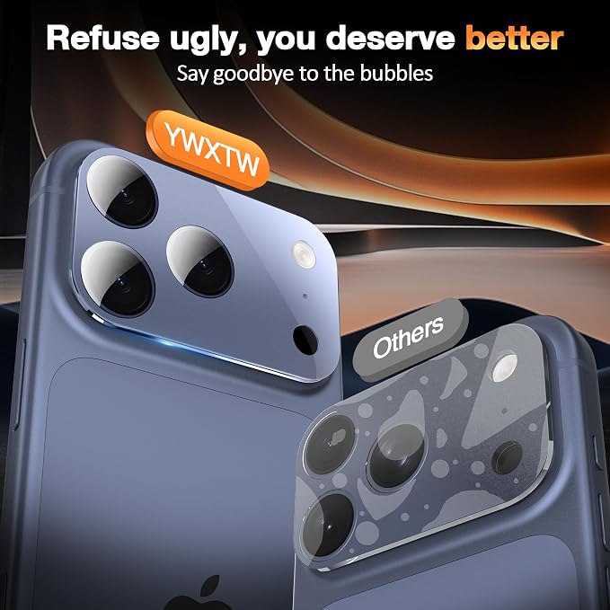YWXTW [0 Bubbles for iPhone 17 Pro Camera Lens Protector, Full Coverage