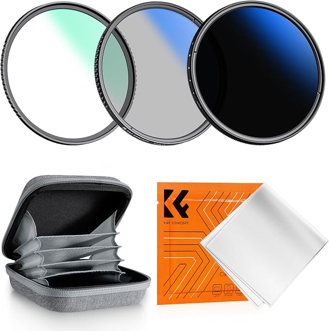 K&F Concept 49mm UV/CPL/ND2-400 Lens Filters Kit-18 Multi-Layer Coatings