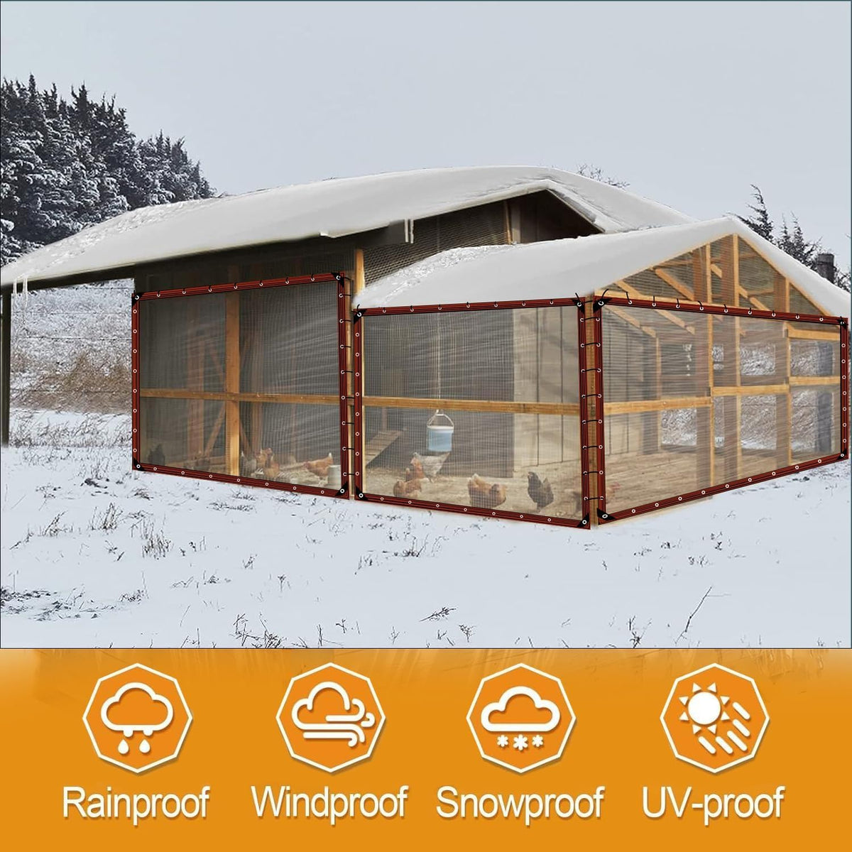 14X20FT Clear Plastic Tarp with Increase Grommets Windproof Heavy Duty Waterproof TransparentVinyl Tarps Tarpaulin Patio Enclosure for Winter Outdoor Porches Henhouse Rainproof Cover