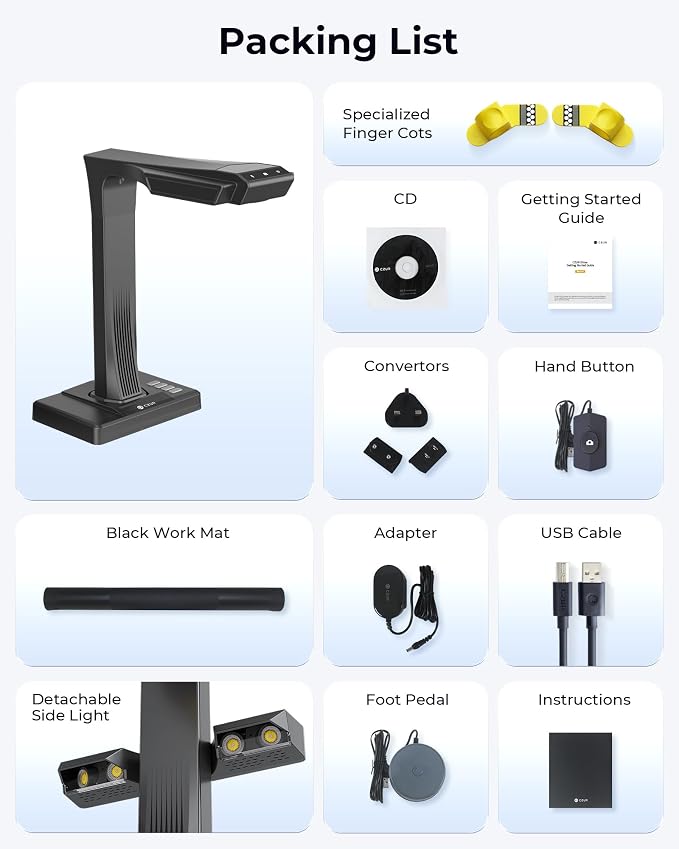 CZUR ET MAX Professional Book Scanner, 38MP Document Camera, Laser Curve-Flatten