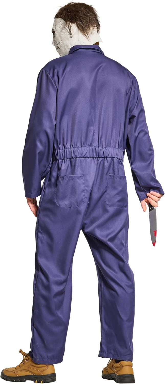 VOGRYE Men's Coverall Jumpsuit - Long Sleeve Work Uniform with Zippered Pockets & Elastic Waist