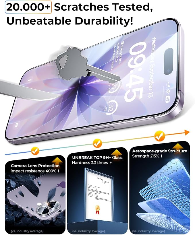 MRGLAS TOP 9H+ Glass 2+2 Packs for iPhone 17 Privacy Screen Protector