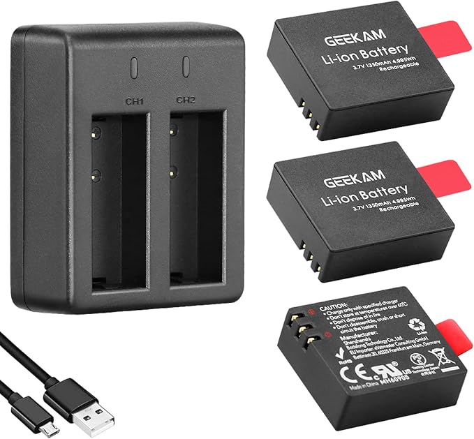 Action Camera Battery Pack, 1350mAh Rechargeable Battery