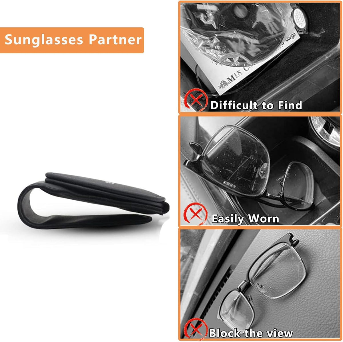 Sunglasses Holder Suit for Dodge Challenger Charger SRT RAM Car Sun Visor Magnetic Leather Glasses Sunglass Clip Eyeglasses Mount Car Accessories for Dodge Owners
