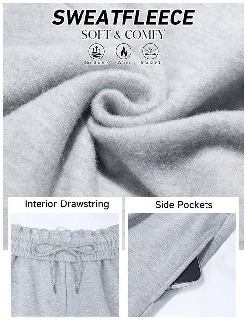 FACDIBY Fleece Lined Sweatpants for Women Wide Leg High Waisted Sweat Pants Baggy Drawstring Sherpa Straight Leg Lounge Pants Black M