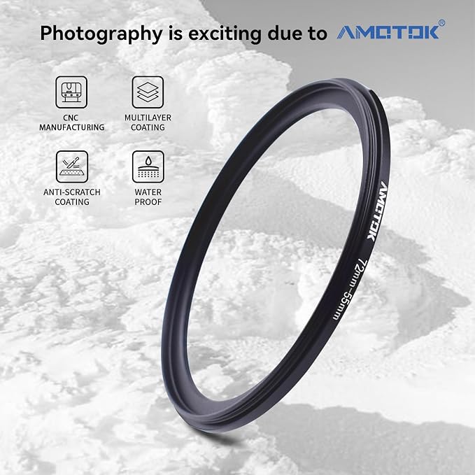 72mm Lens to 55mm Camera Lens Adapter, 72mm-55mm Filter Step-Down Ring