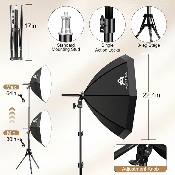 Softbox Photography Lighting Kit, Podcast Lighting，Shooting，Video Recording